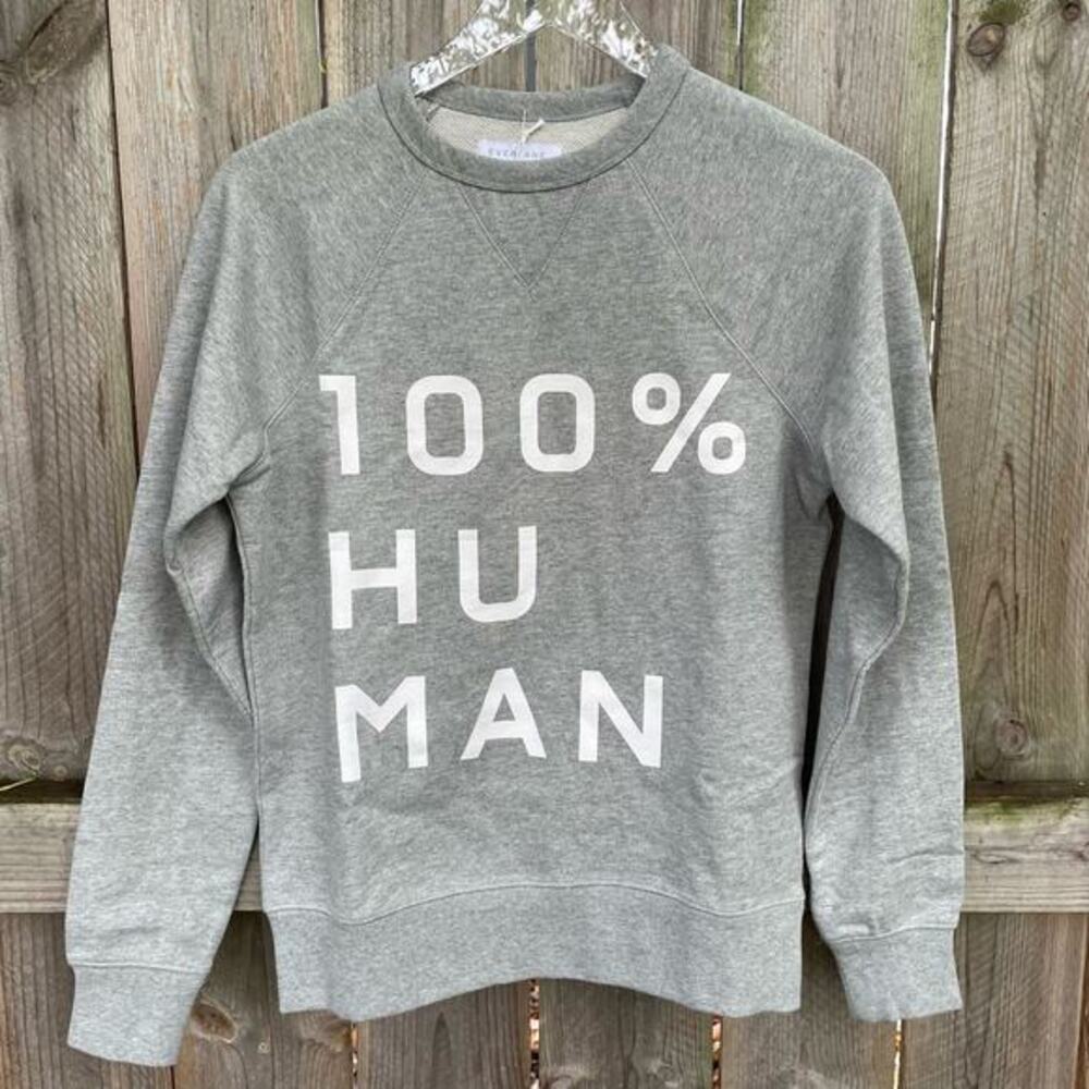 Everlane Sweatshirt 100% Human Pullover Crew Neck Gray‎ XXXS NWT Sustainable